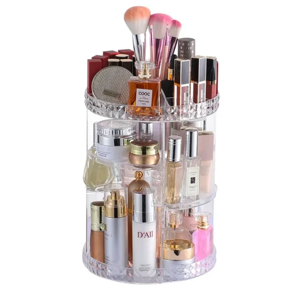 360° Rotating Makeup Organizer Stand - Cosmetic Holder Acrylic - Image 2